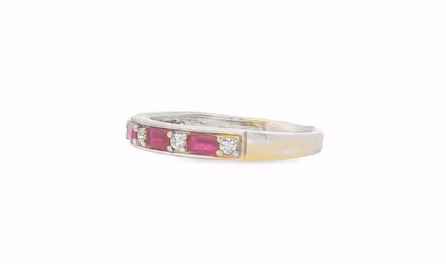 14kt yellow gold Ring with Ruby Baguettes with diamonds. SKU DDI-5-10167 - Image 3