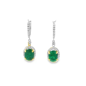 Emerald and Yellow Gold Dangle Earrings     SKU DDI-590-10047