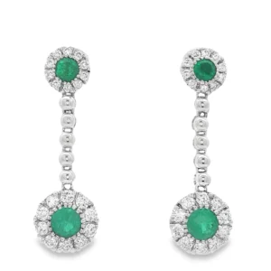 Emerald and DIAMOND Dangle Earrings