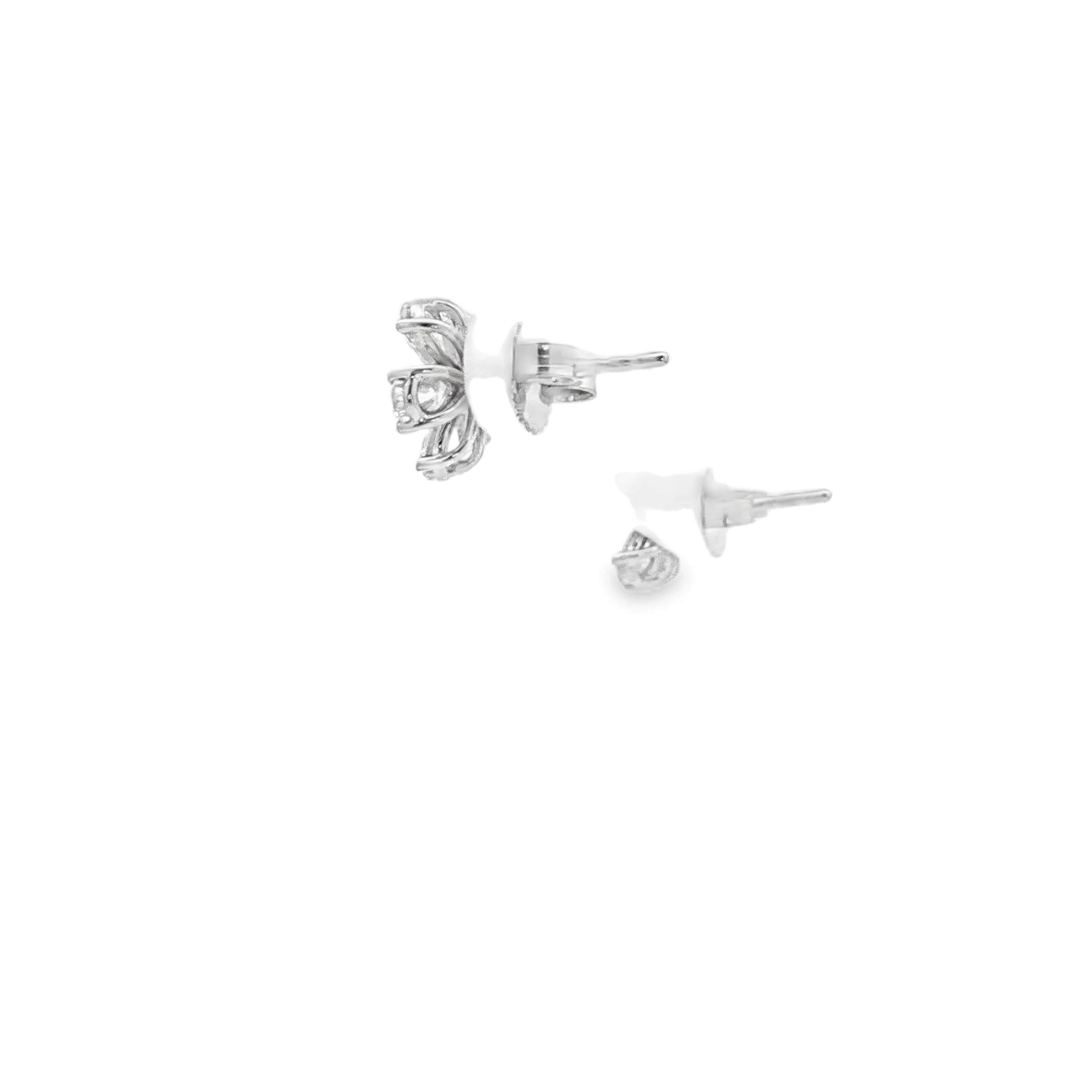 Sterling Silver Stud Earrings with Pear Cut Diamonds SKU 1366 LGD - Image 2