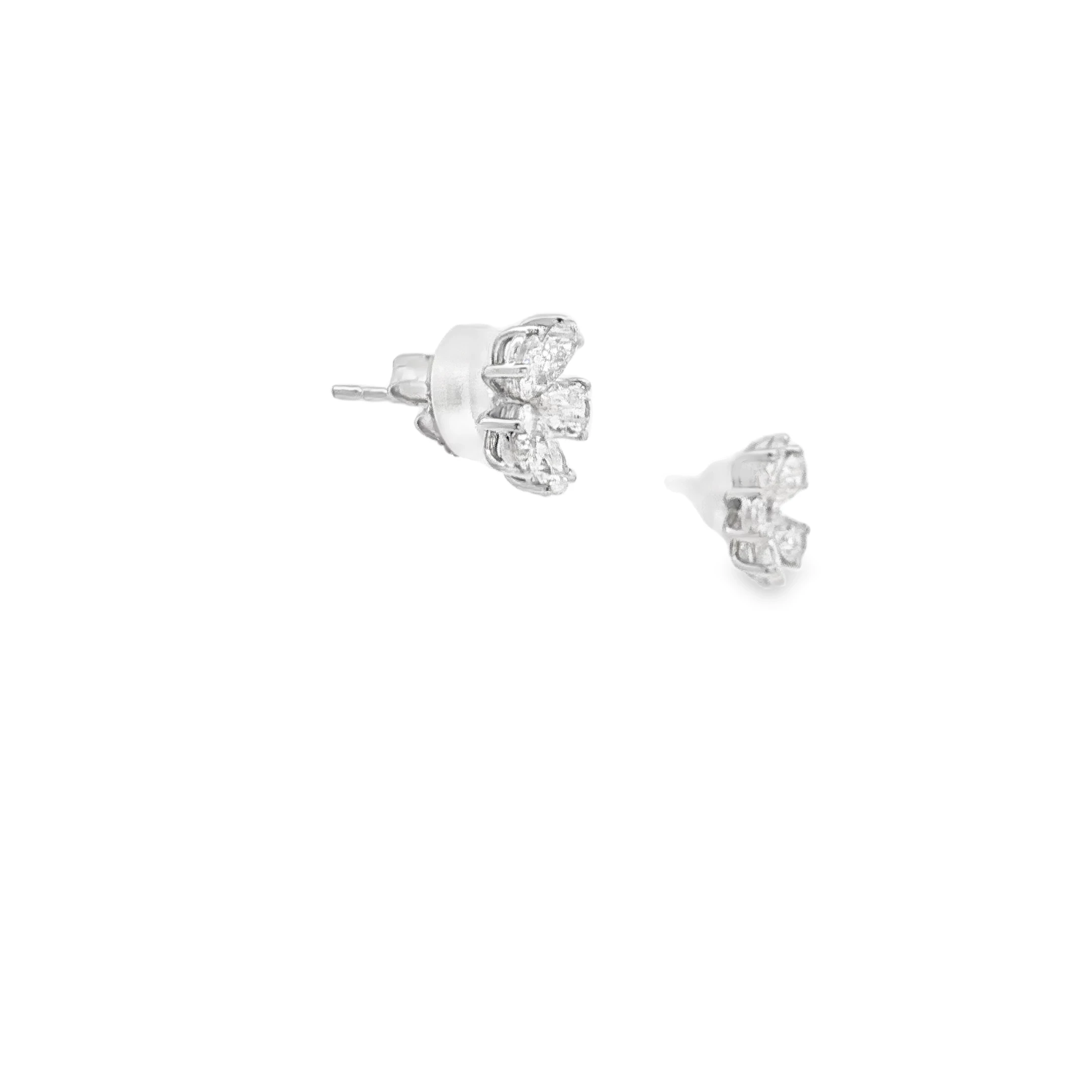 Sterling Silver Stud Earrings with Pear Cut Diamonds SKU 1366 LGD - Image 3