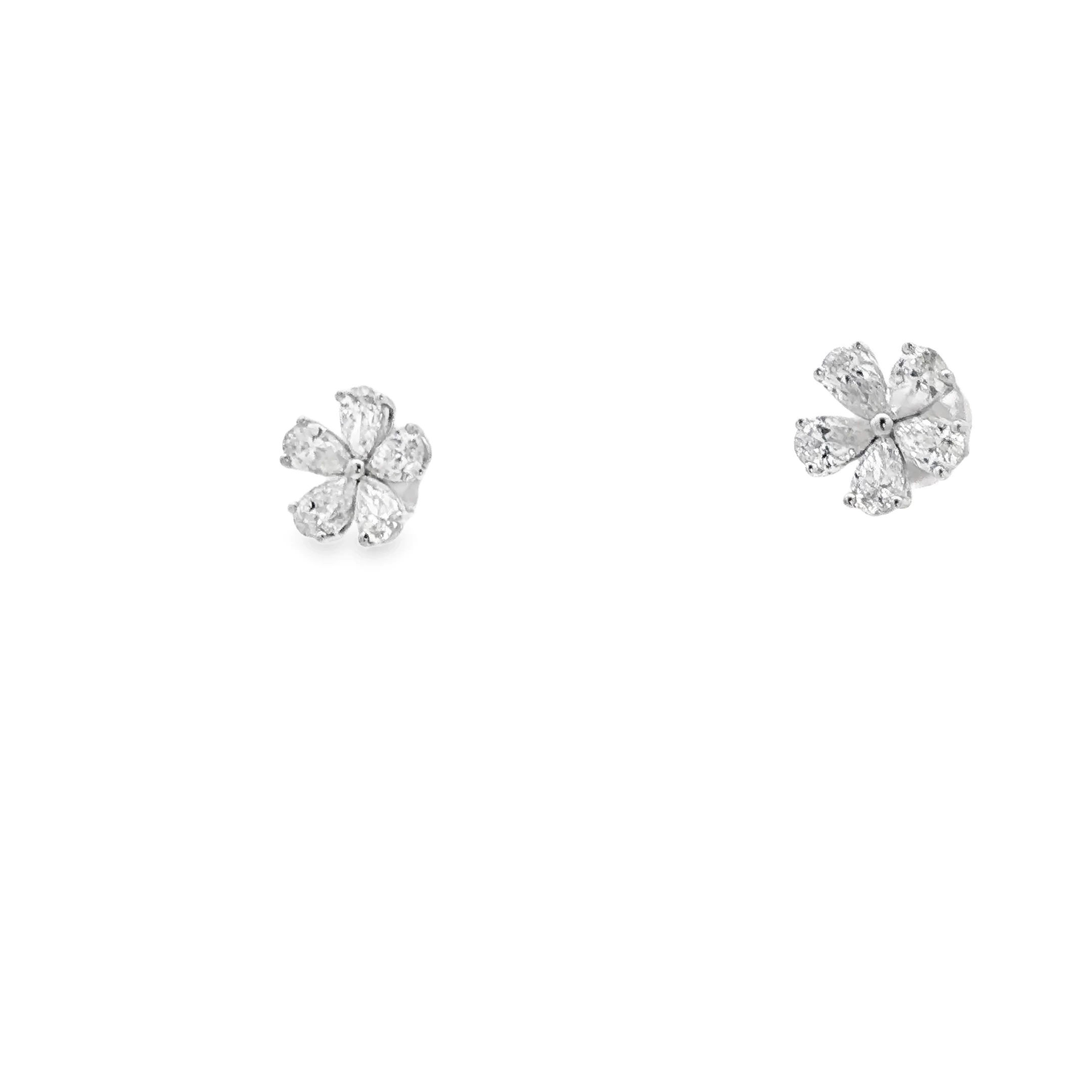 Sterling Silver Stud Earrings with Pear Cut Diamonds SKU 1366 LGD