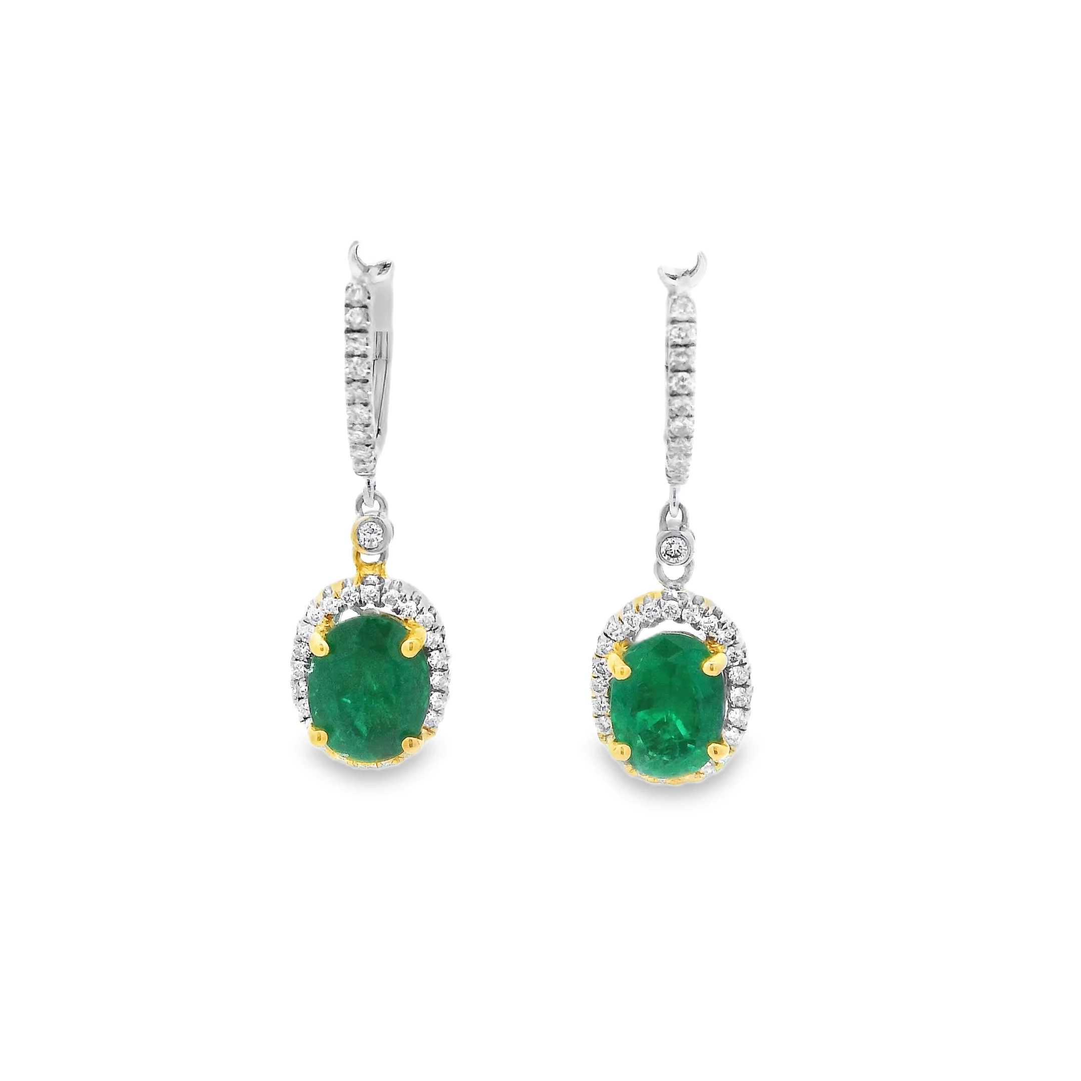 Emerald and Yellow Gold Dangle Earrings SKU DDI-590-10047 - Image 4