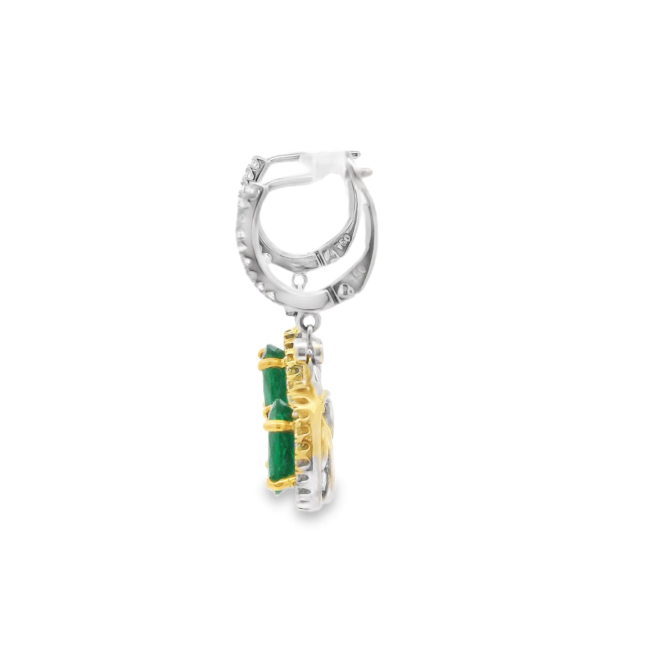 Emerald and Yellow Gold Dangle Earrings SKU DDI-590-10047 - Image 3