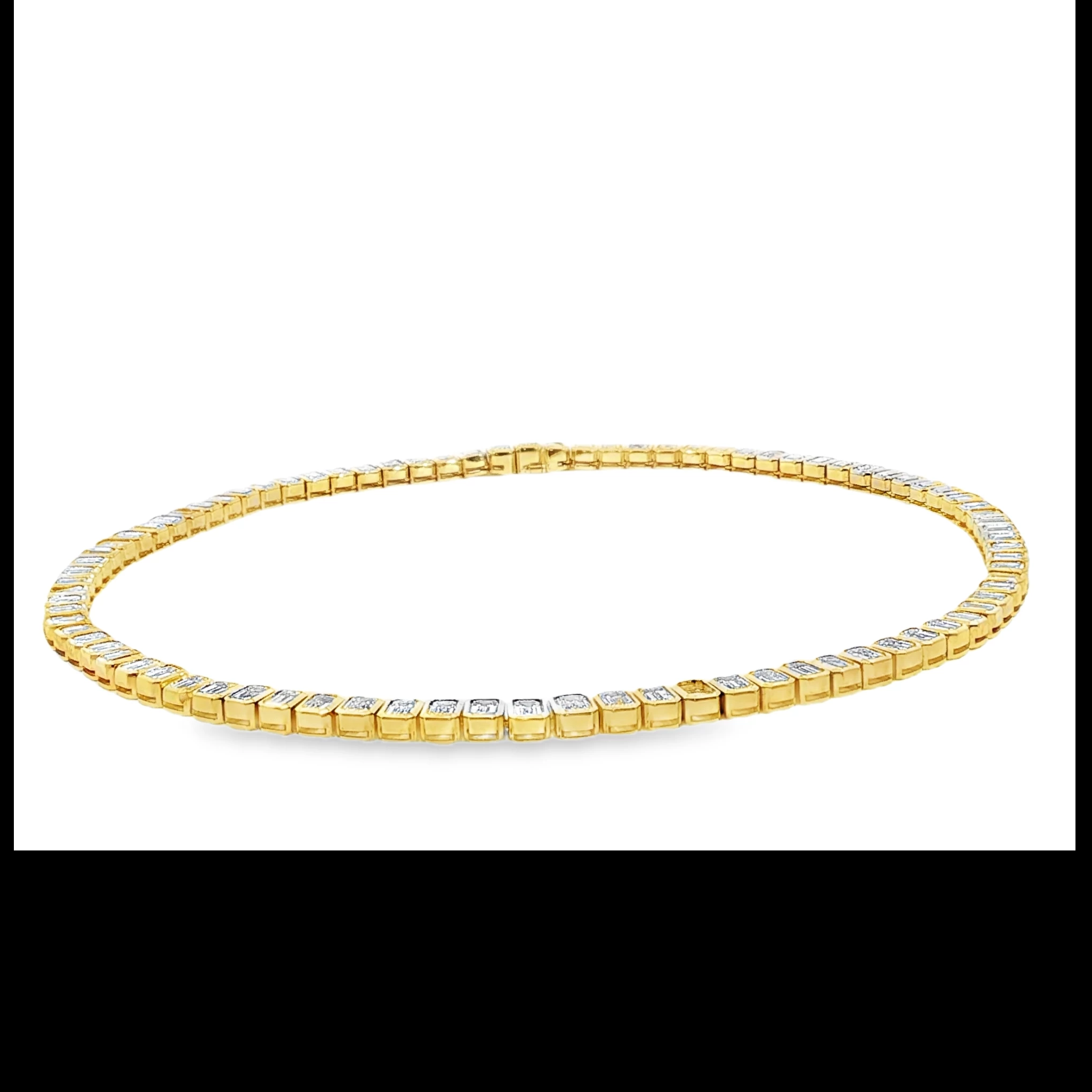 86 stone, 36.46 CT !! Emerald-Cut Diamond Yellow Gold Necklace SKU 3054 - Image 2