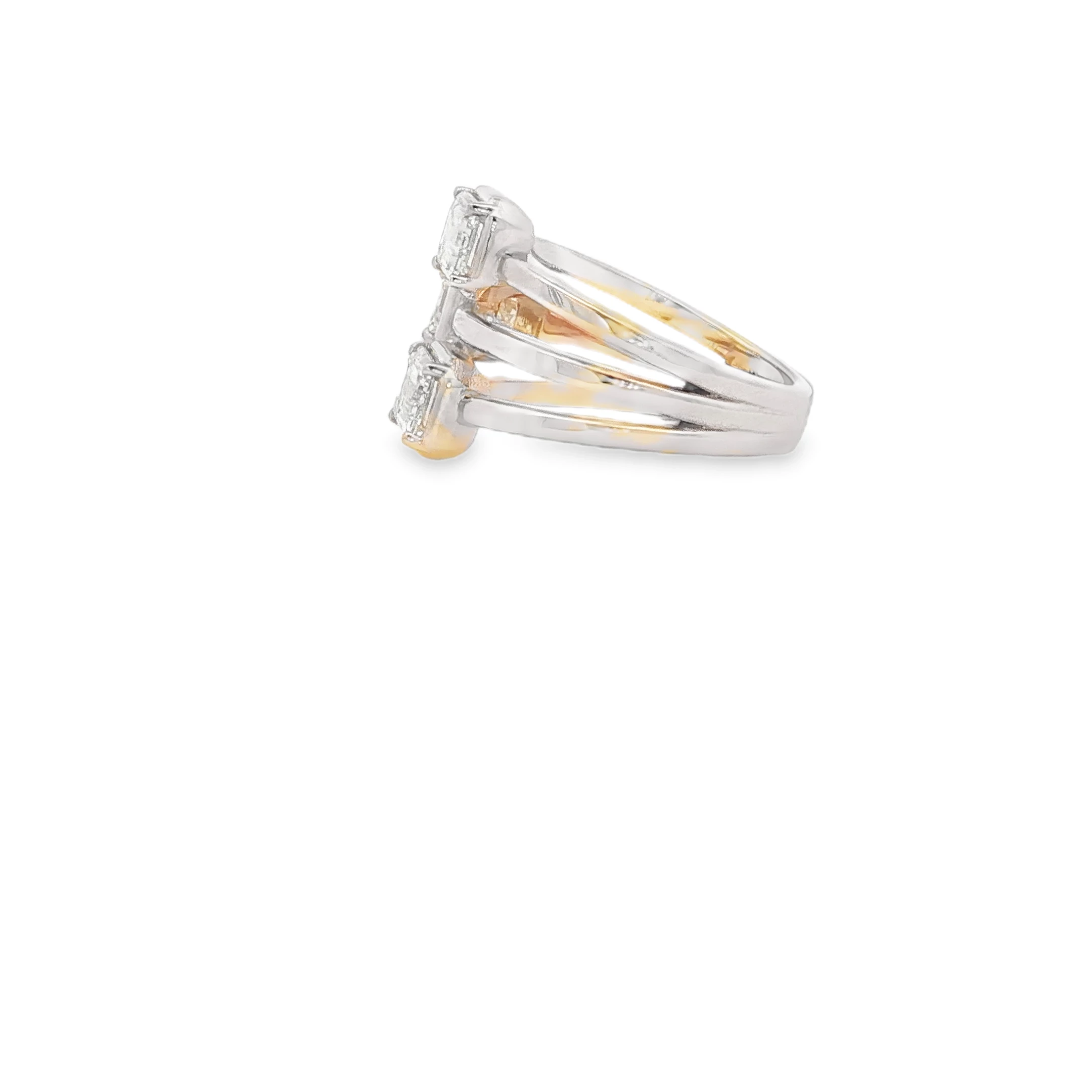 Yellow Gold Multi Stone Ring with Emerald Cut Diamonds SKU 6997 - Image 2