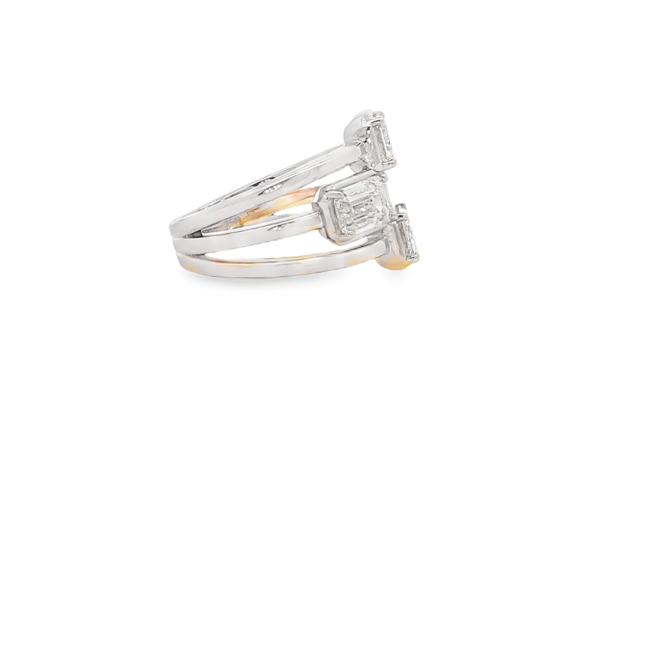 Yellow Gold Multi Stone Ring with Emerald Cut Diamonds SKU 6997 - Image 3
