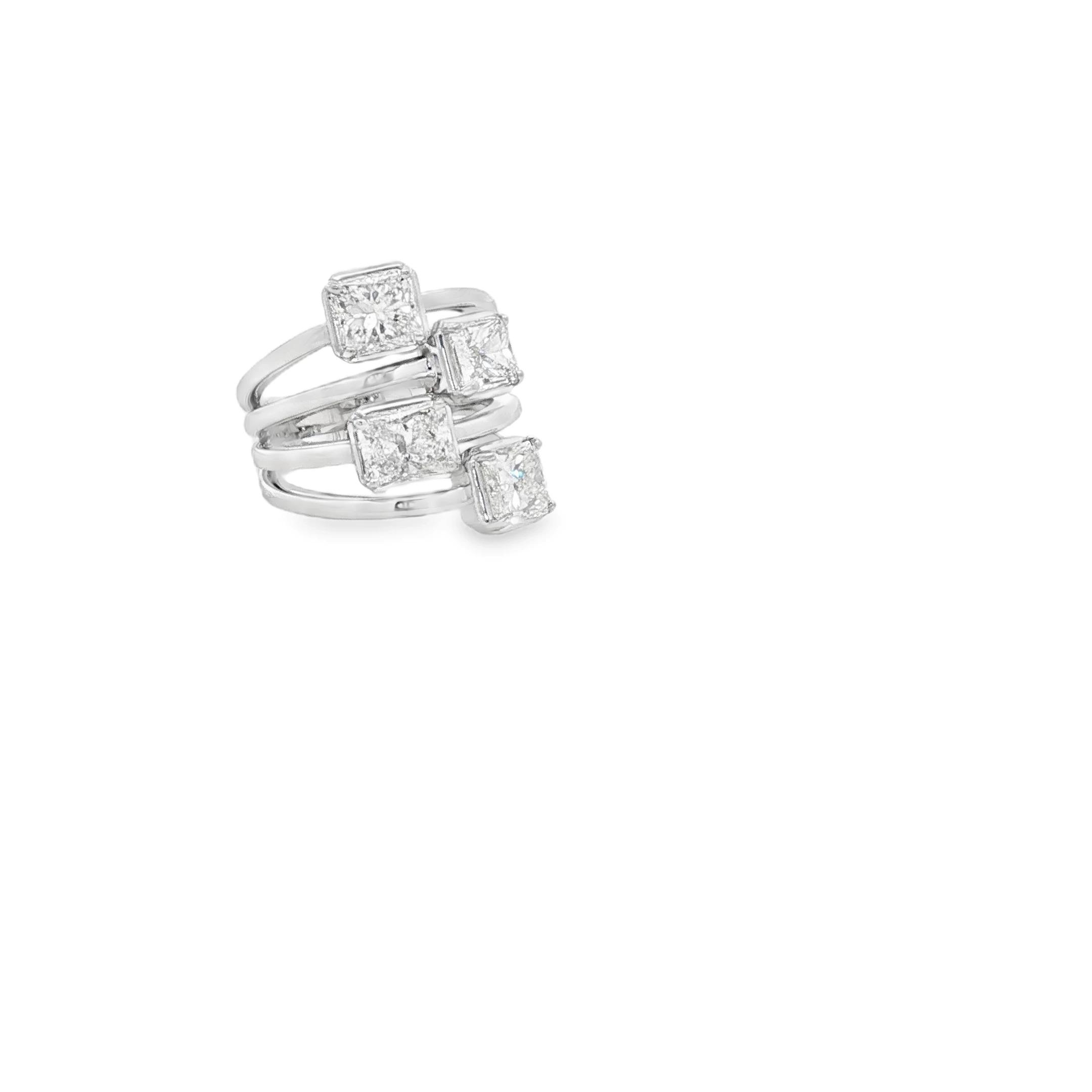 Platinum Stackable Rings with Princess Cut Diamonds SKU 7202 - Image 2