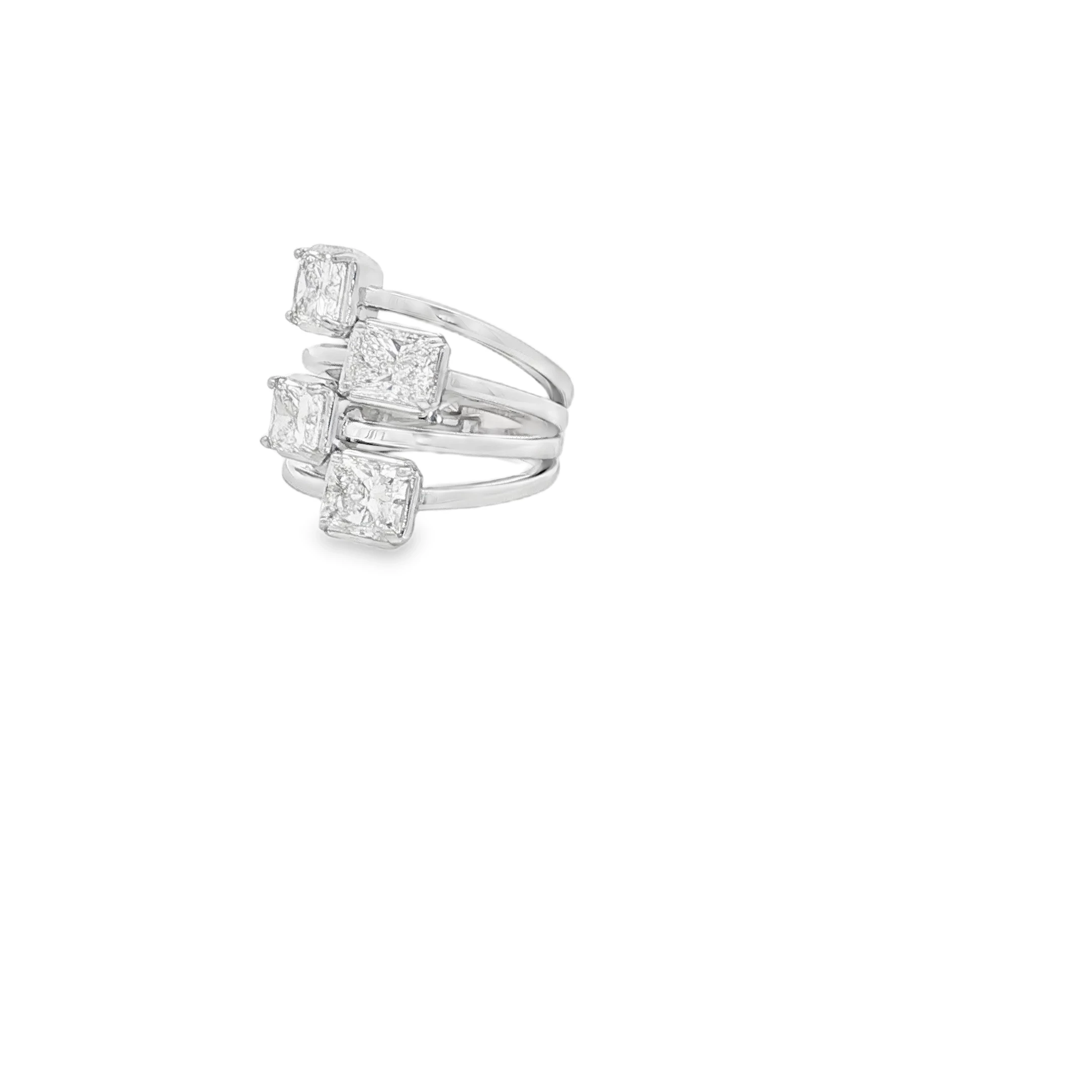 Platinum Stackable Rings with Princess Cut Diamonds SKU 7202 - Image 3