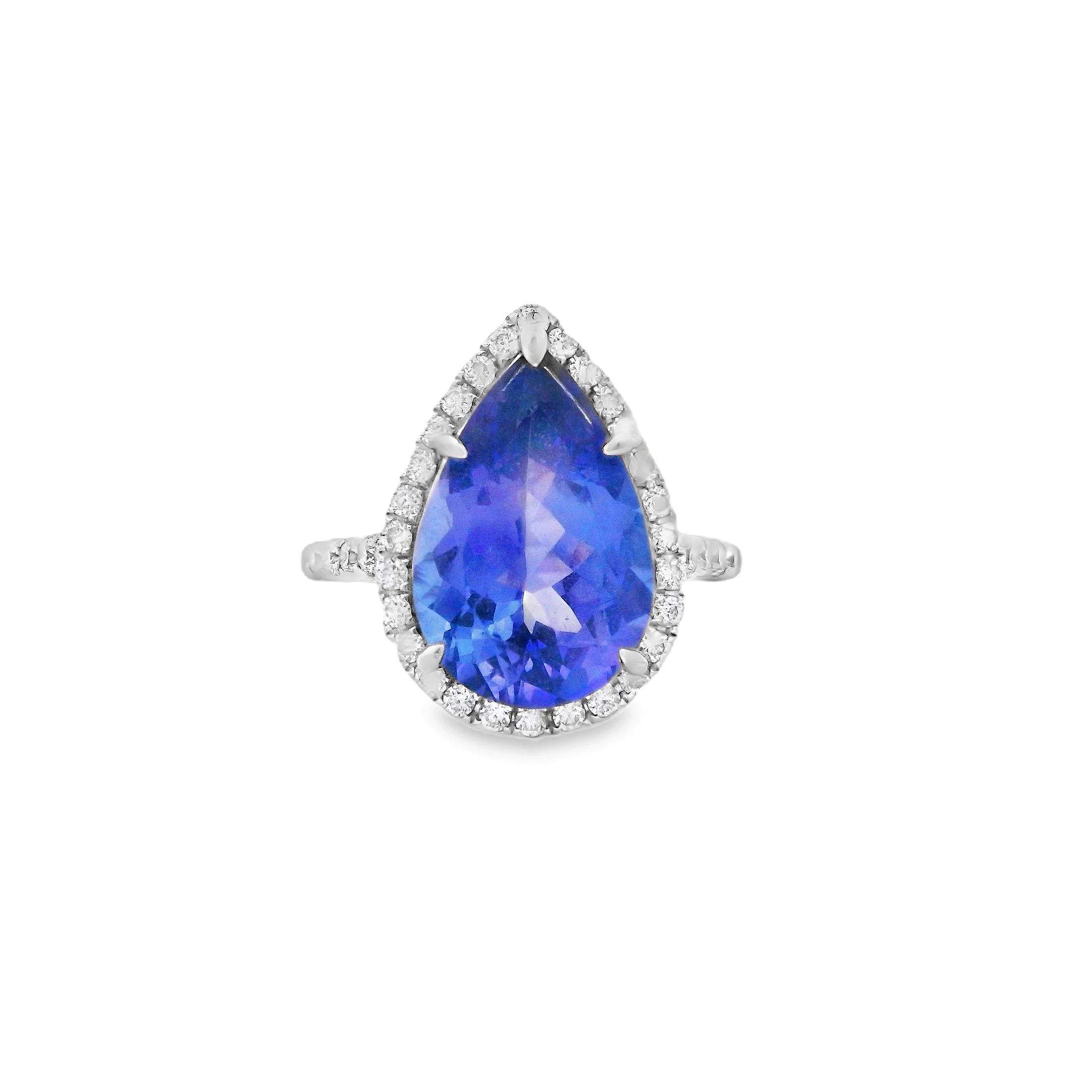 18kt White Gold Cocktail Ring with Pear-Shaped Tanzanite. SKU DDI-5-10090