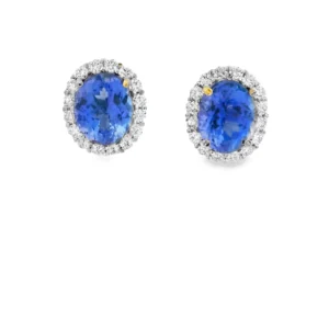 18kt white Gold Stud Earrings with Oval Bluish-Purple Tanzanite
