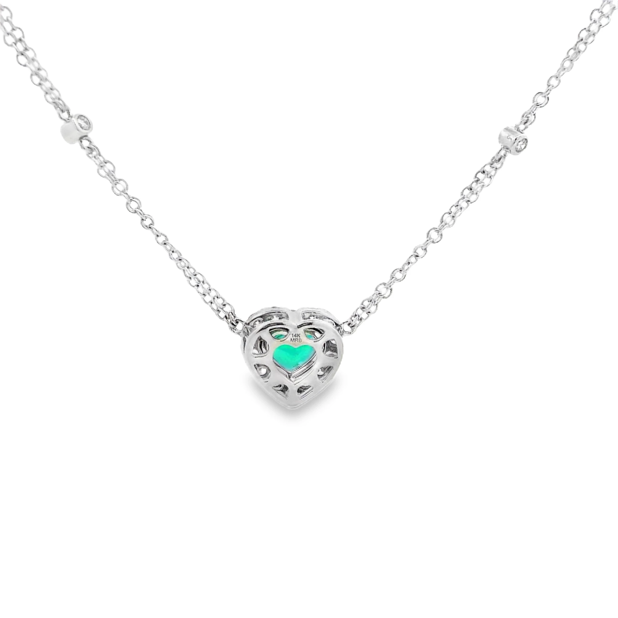 White Gold Necklace with Heart-Shaped Emerald Charm. SKU DDi-1-10165/590-10031 - Image 2