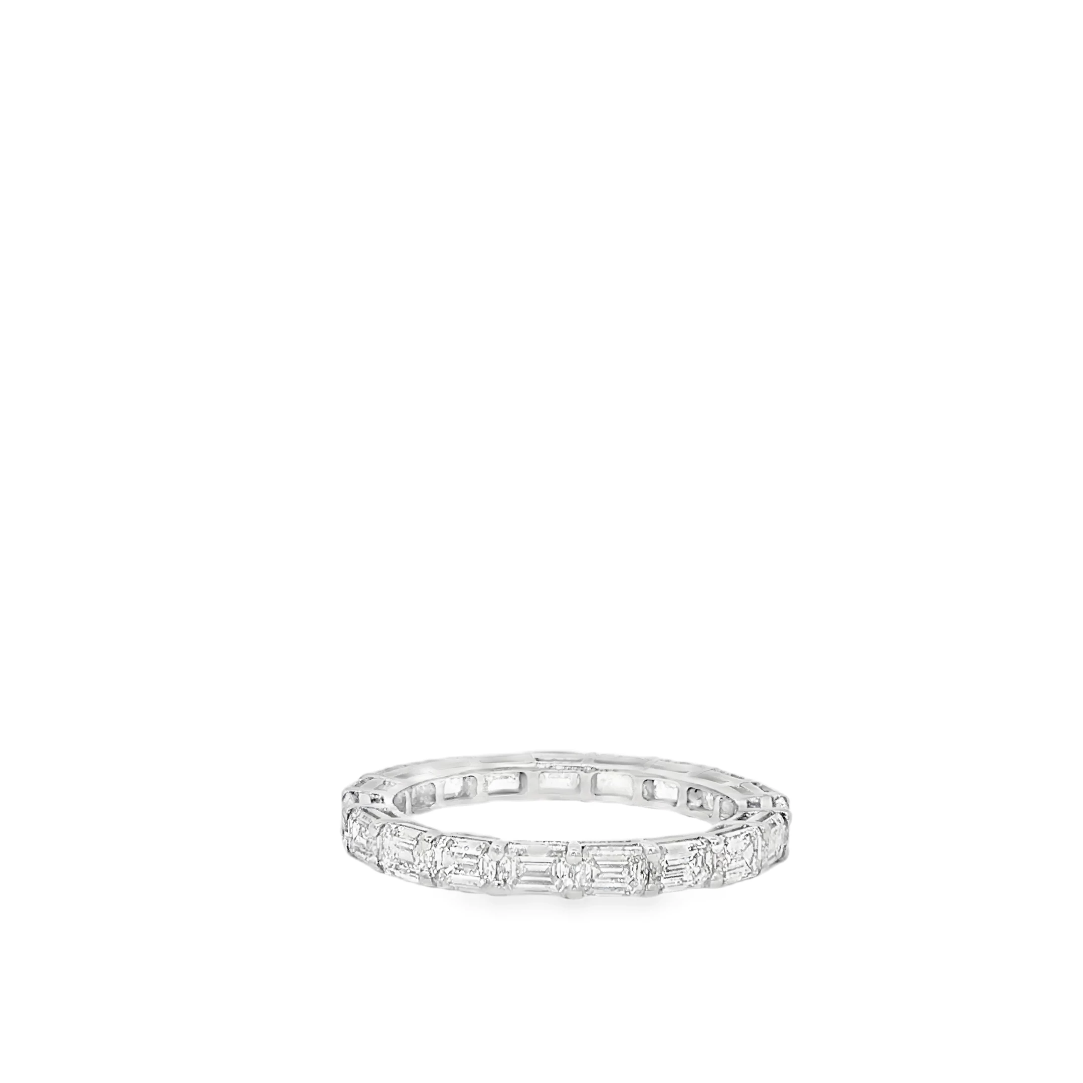 Platinum Eternity Ring with Emerald Cut Diamonds in White Gold. SKU 1360 LGD