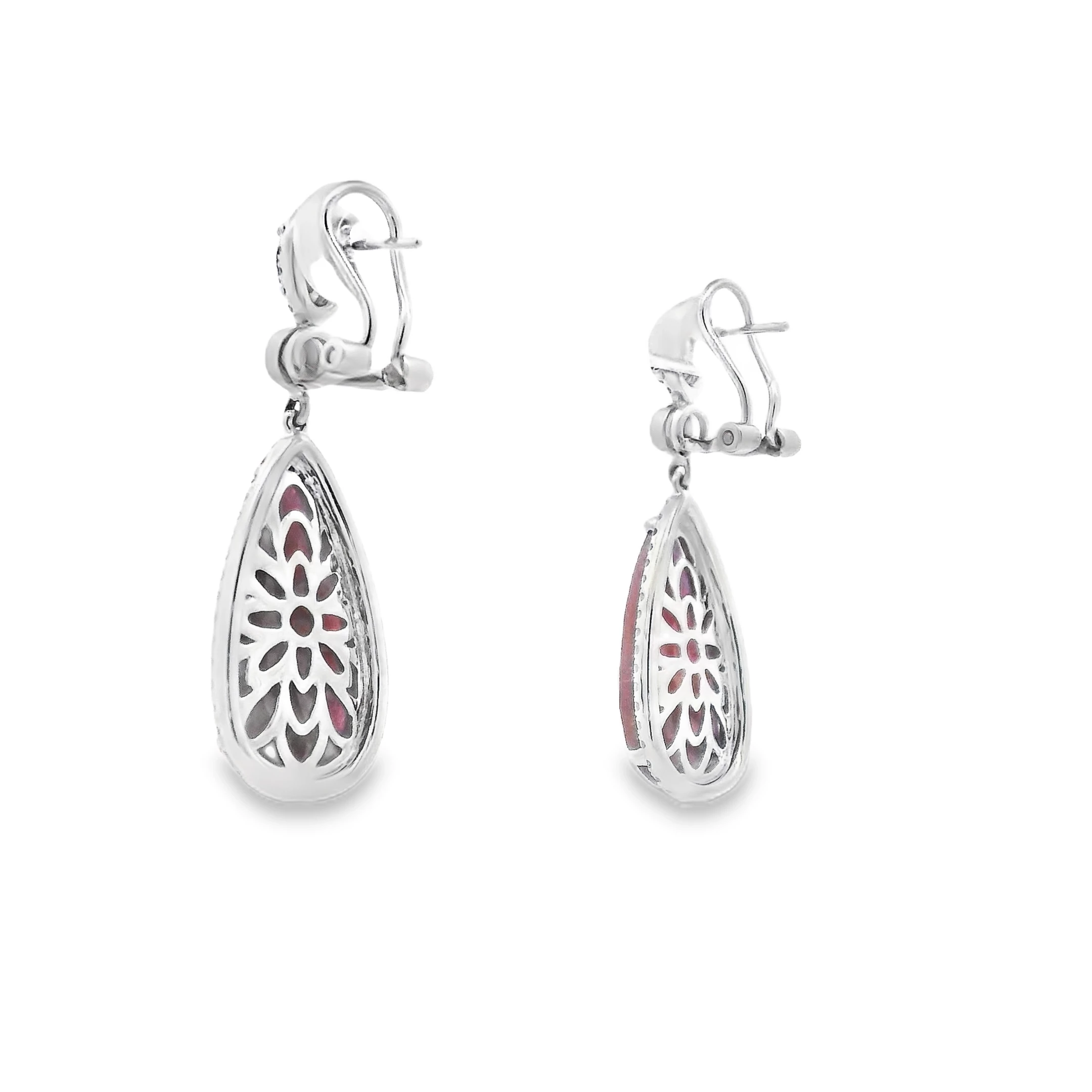 14 kt White Gold Dangle Earrings with Purple Ruby Cabochons. SKU DDI-590-10007 - Image 2