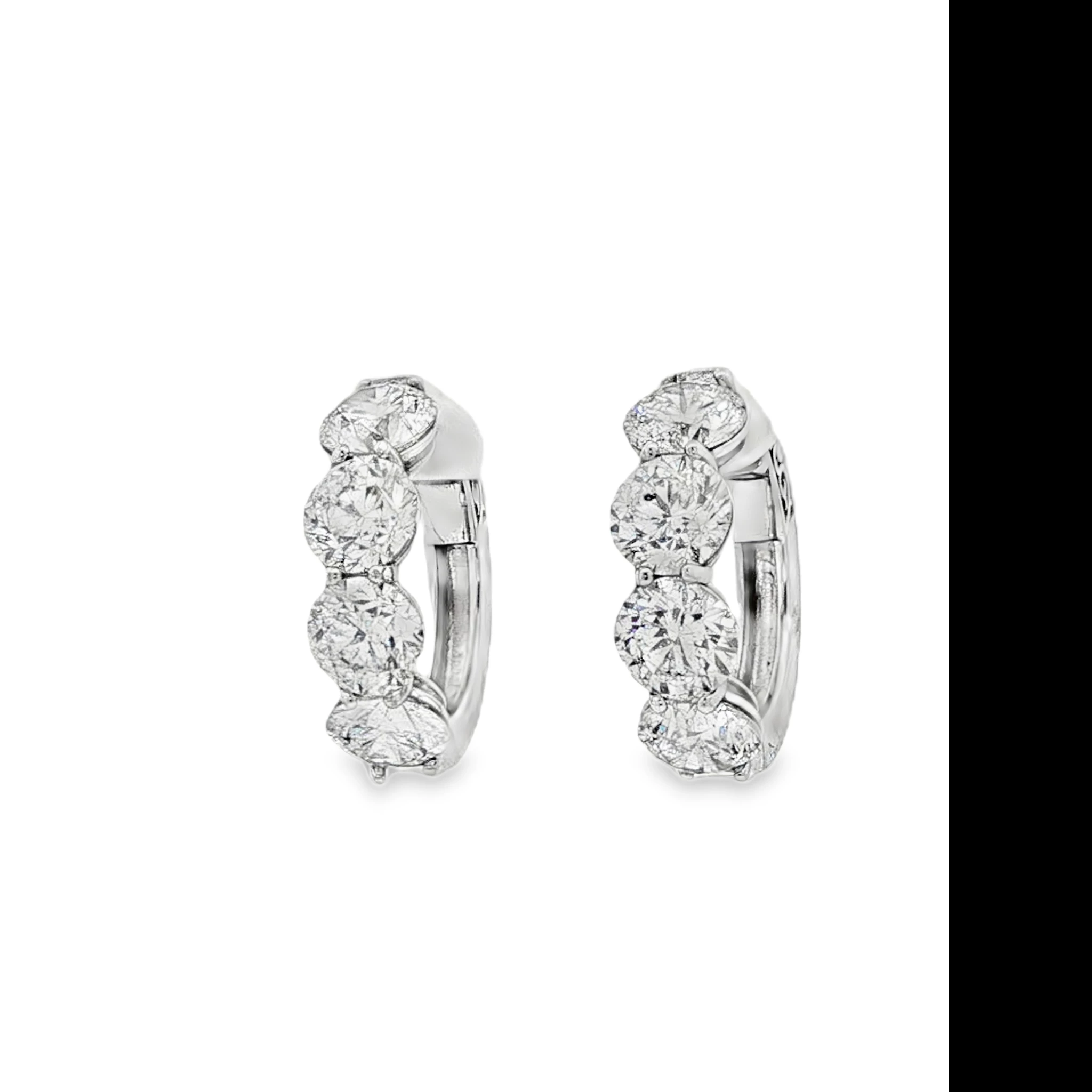 18K White Gold Drop Earrings with 8.22 Round Brilliant Cut Diamonds. SKU 1073