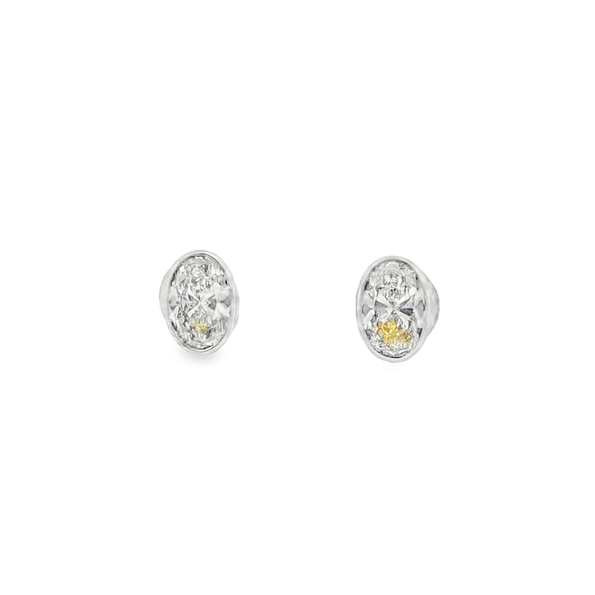 White Gold Stud Earrings with Oval matching KVVS2 Diamonds. SKU 1092