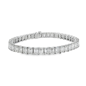 White Gold Emerald Cut Diamond Tennis Bracelet. SKU 1100