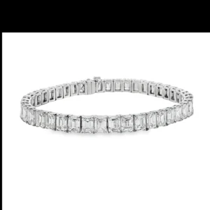 White Gold Emerald Cut Diamond Tennis Bracelet.     SKU   1100
