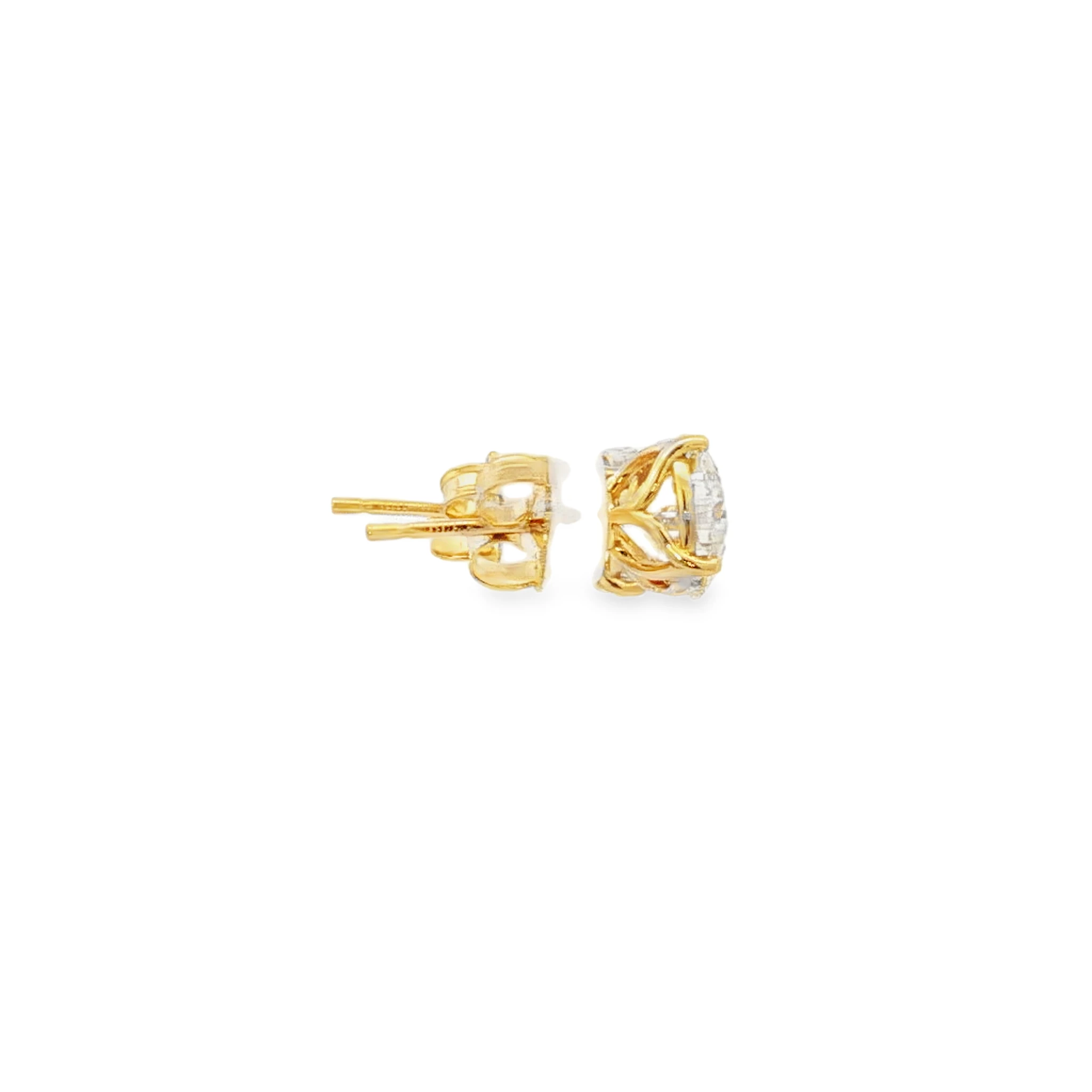 a matching pair of L IF , 2.24 and 2.17 , Brilliant-Cut Diamond Stud Earrings in Yellow Gold. SKU 111670185 - Image 3