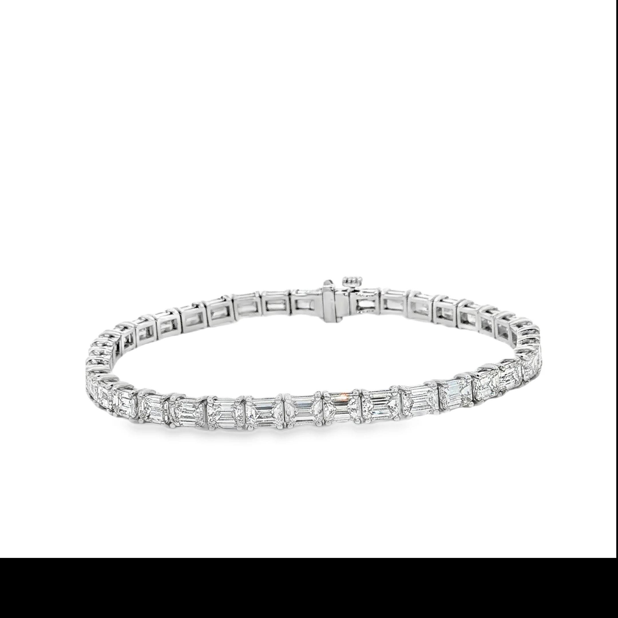 18K White Gold Tennis Bracelet with 11.73CT Emerald Cut Diamonds. SKU 111670306