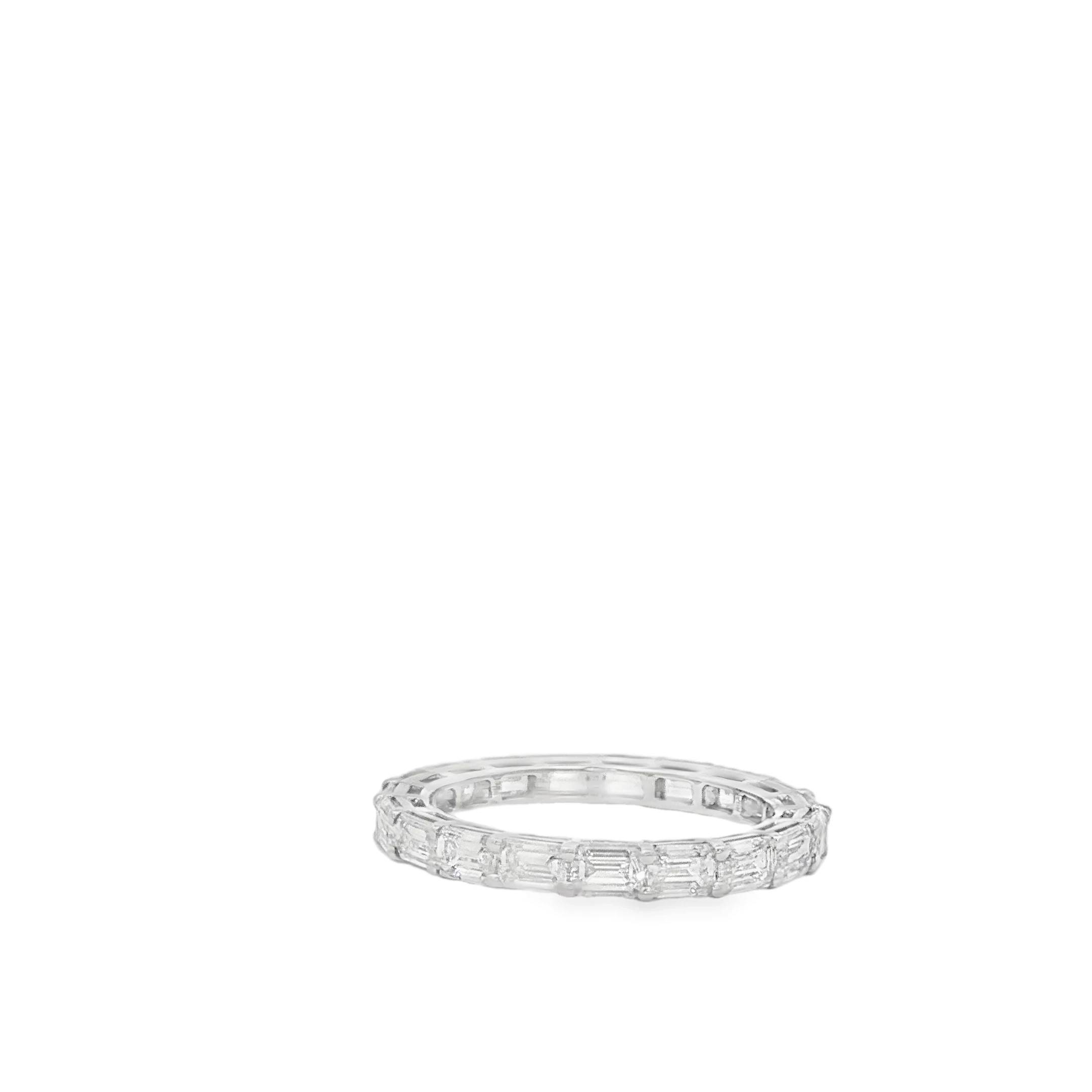 Platinum Eternity Ring with Emerald Cut Diamonds in White Gold SKU 1360 LGD - Image 2