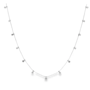 Delicate Silver Necklace with Round Brilliant Diamonds. SKU 141440N38B