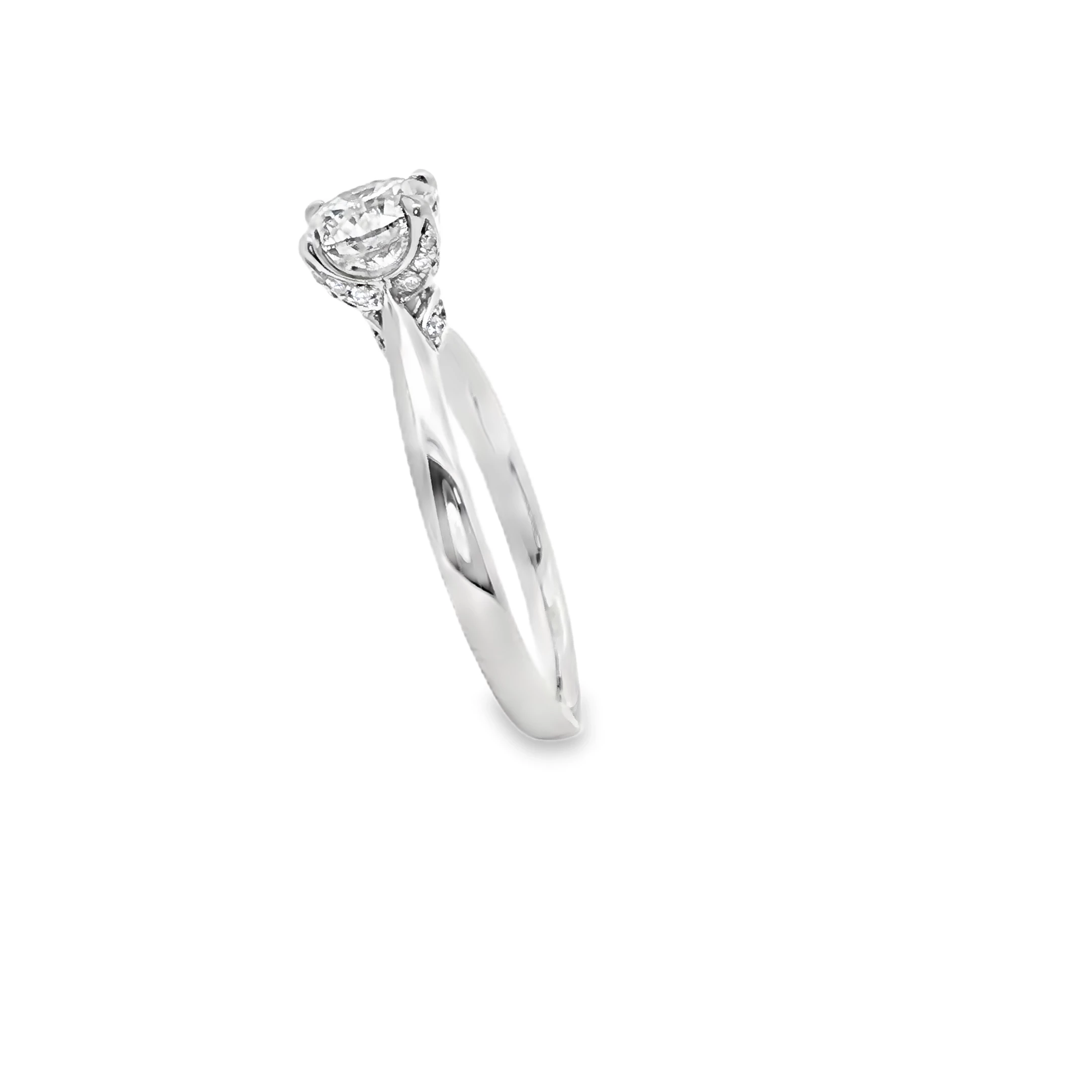 Platinum Solitaire Ring with Round Brilliant Cut Diamond. SKU 144520R38B - Image 2