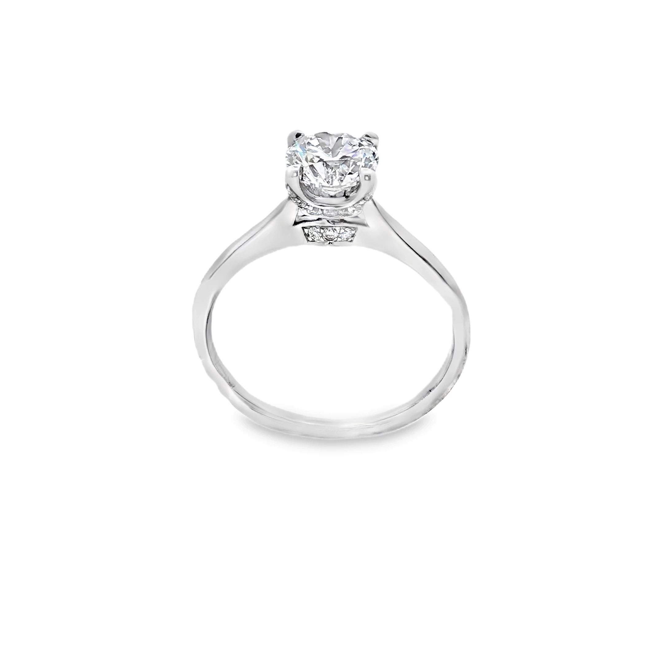 Platinum Solitaire Ring with Round Brilliant Cut Diamond. SKU 144520R38B - Image 3