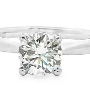 Platinum Solitaire Ring with Round Brilliant Cut Diamond.