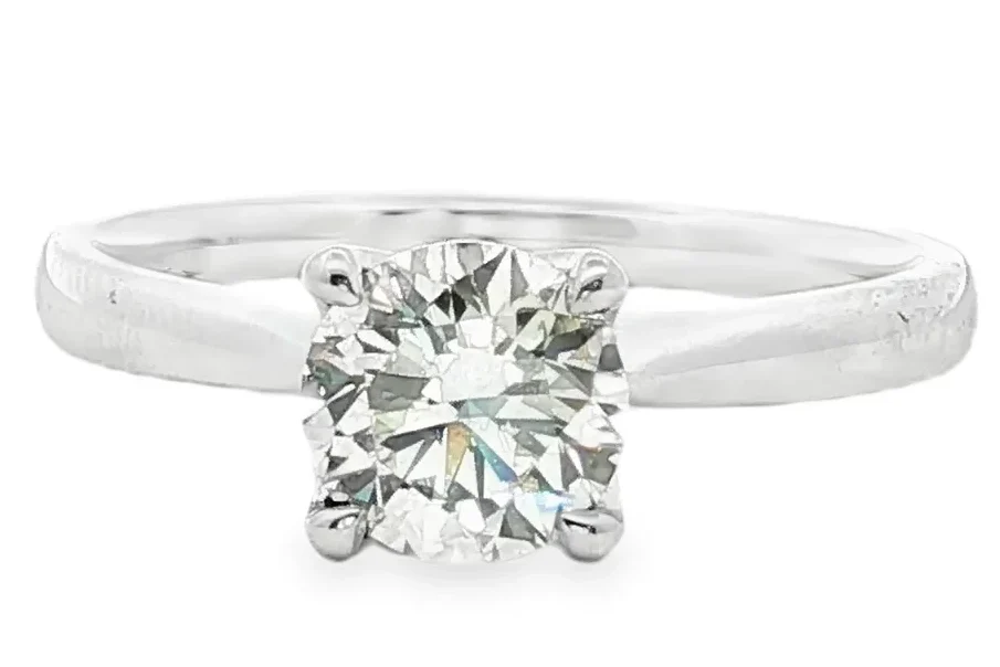 Platinum Solitaire Ring with Round Brilliant Cut Diamond.