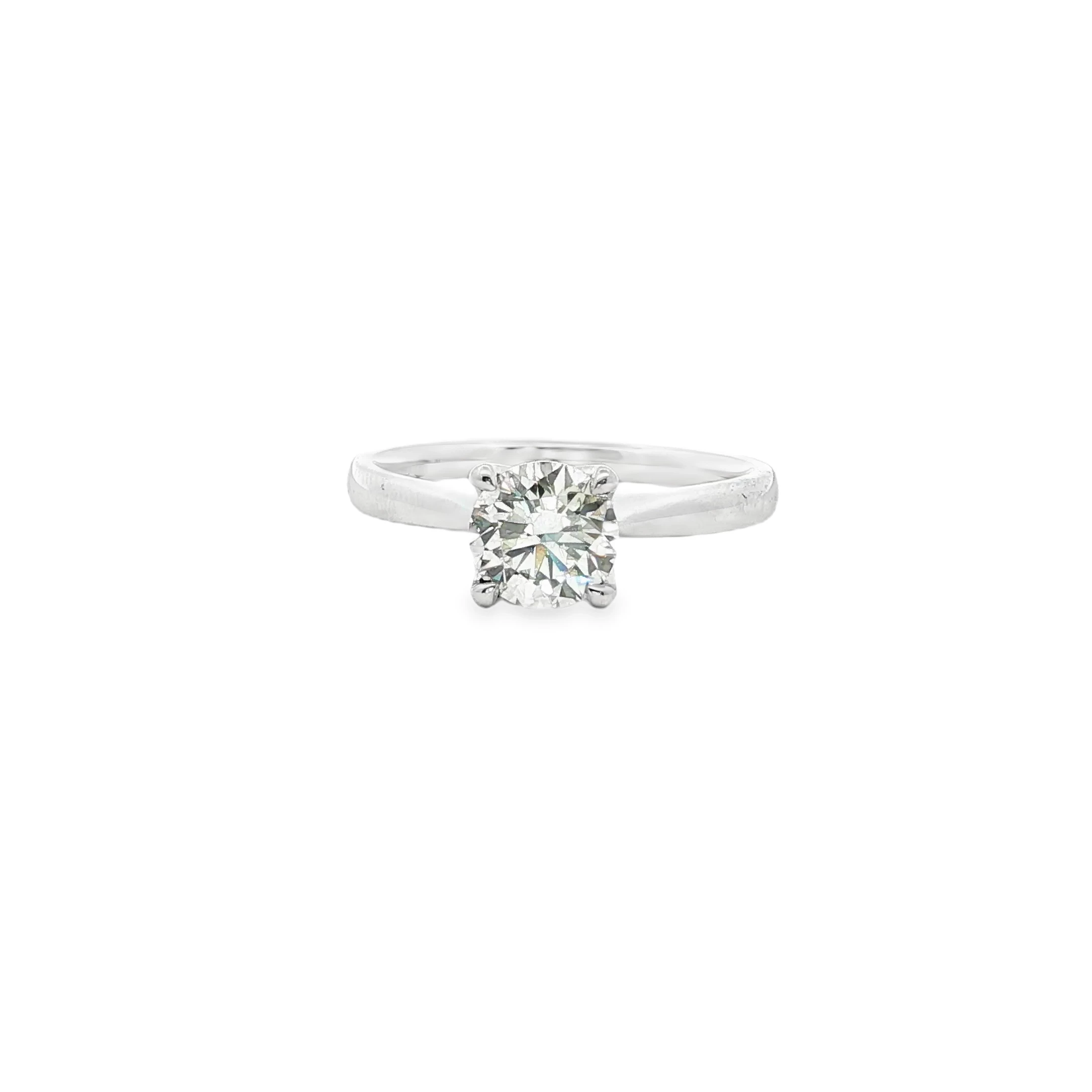 Platinum Solitaire Ring with Round Brilliant Cut Diamond. SKU 144520R38B