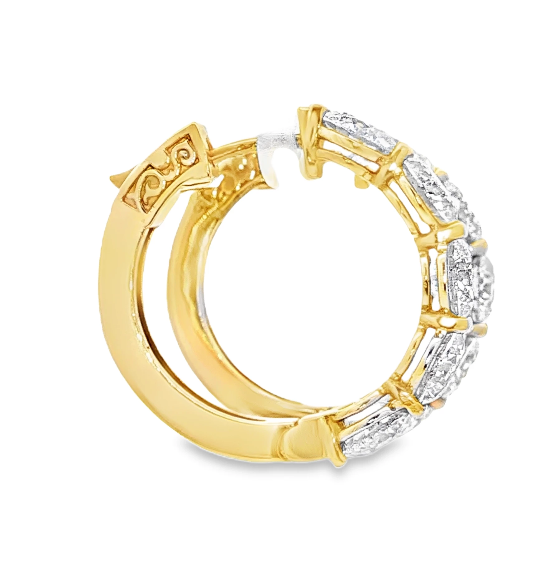18kt Rose Gold Hoop Earrings with 10CT of Round Brilliant Cut Diamonds. SKU 1673 - Image 3