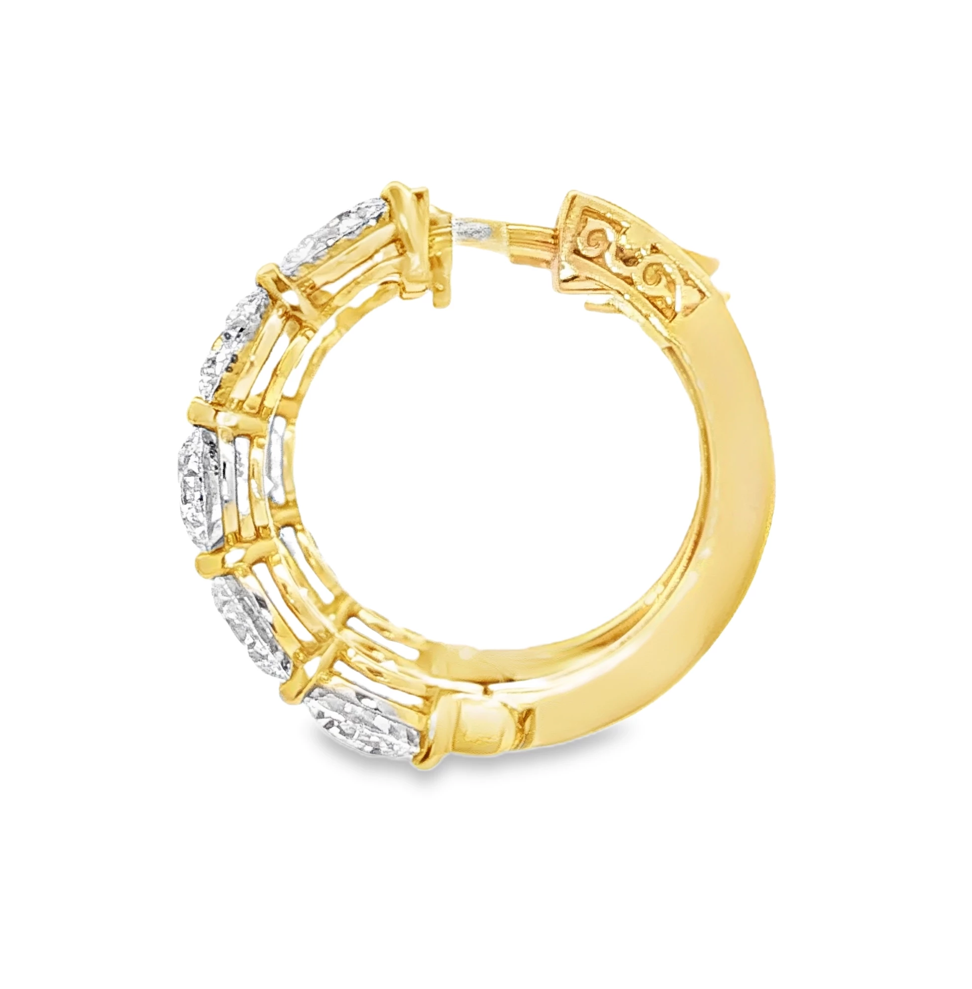 18kt Rose Gold Hoop Earrings with 10CT of Round Brilliant Cut Diamonds. SKU 1673 - Image 2