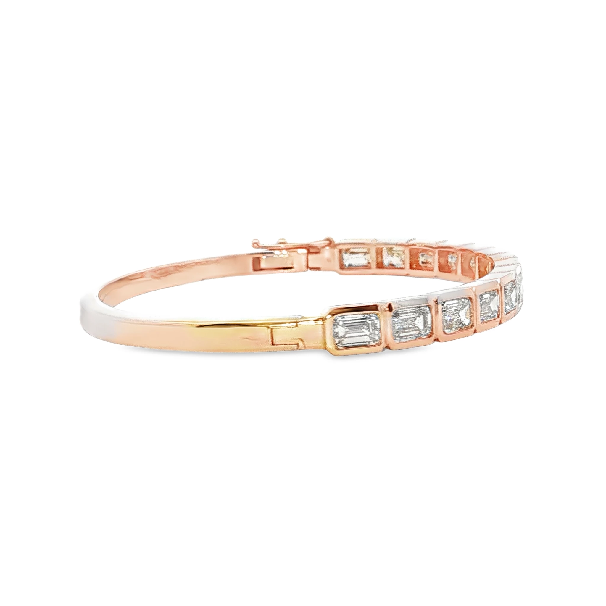 14kt Rose Gold Bangle with 7CT Emerald Cut Diamonds. SKU 1785 - Image 3