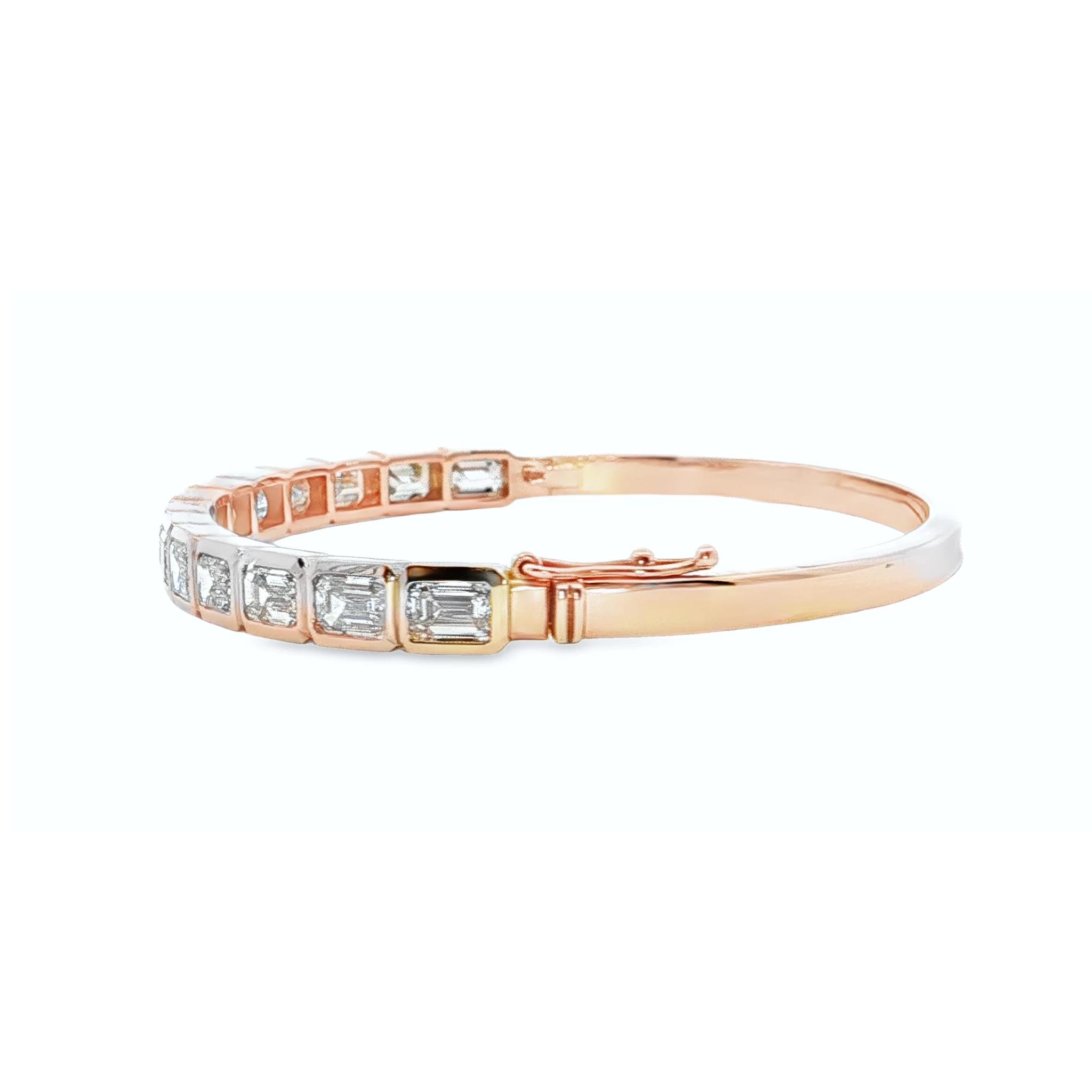 14kt Rose Gold Bangle with 7CT Emerald Cut Diamonds. SKU 1785 - Image 4