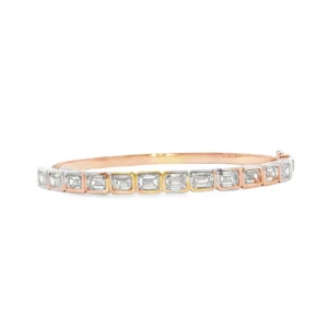 14kt Rose Gold Bangle with 7CT Emerald Cut Diamonds.   SKU  1785