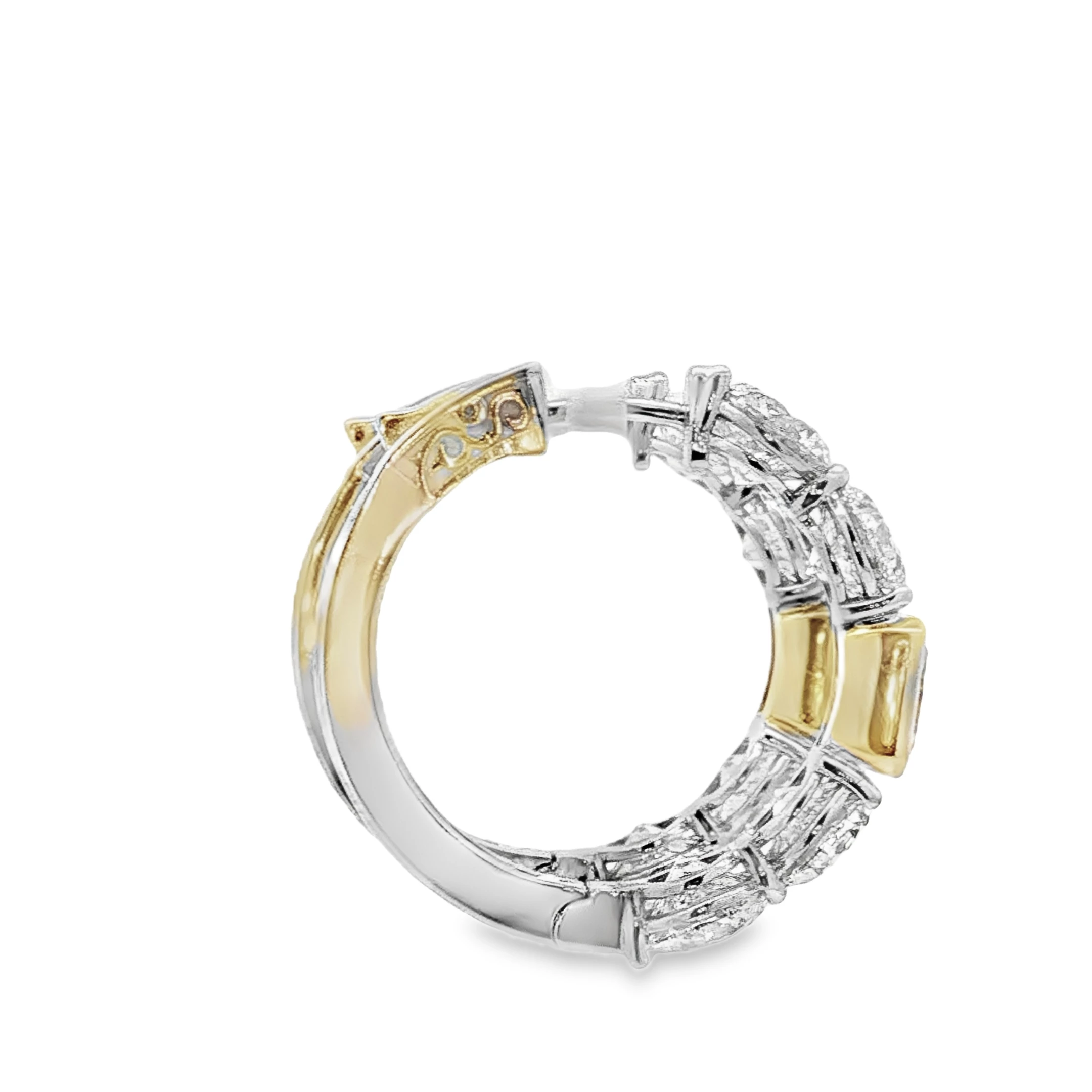 Gold Hoop Earrings with Fancy Intense Yellow Diamonds. SKU 1803 - Image 2