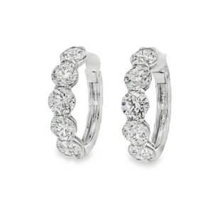 18KWhite Gold Hoop Earrings with 10.16CT Brilliant Cut Diamonds. SKU 1968