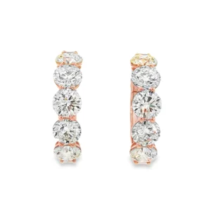 18K Rose gold Hoop Earrings with 10CT of Natural Round Brilliant-Cut Diamonds. SKU 1971