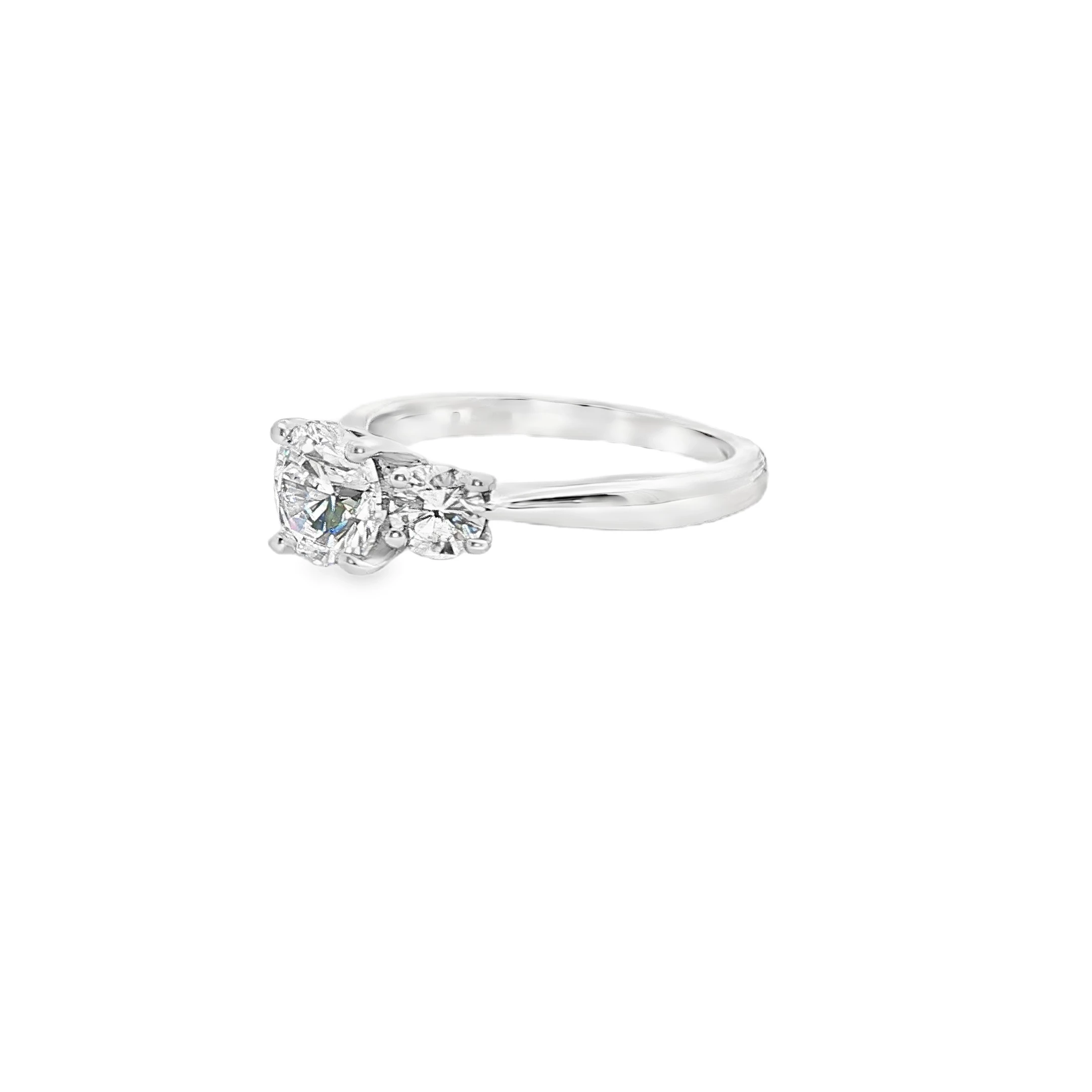 Platinum Three-Stone Diamond Ring with Round Brilliant Cut. SKU 1RZ1015BBRWG - Image 2