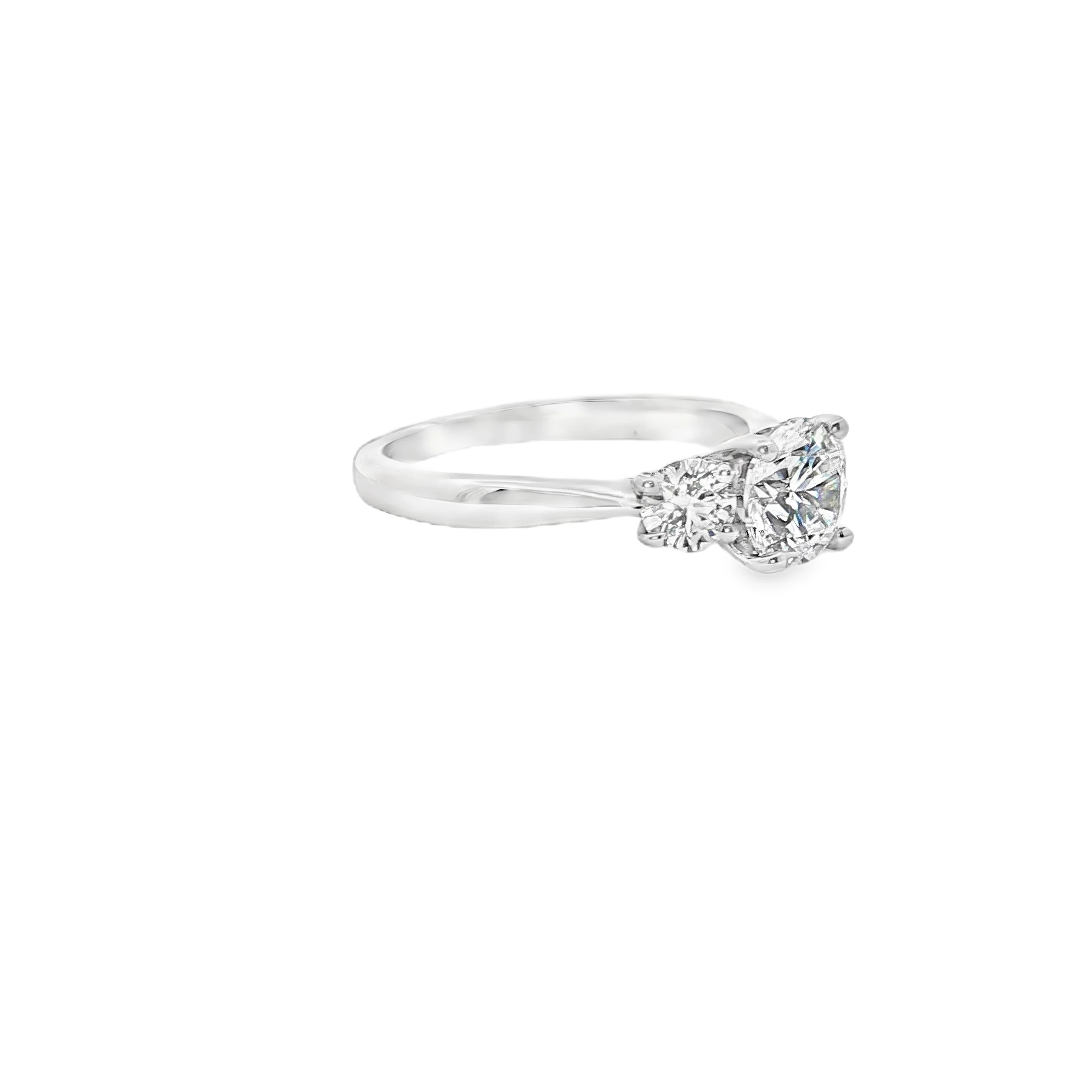 Platinum Three-Stone Diamond Ring with Round Brilliant Cut. SKU 1RZ1015BBRWG - Image 3