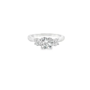 Platinum Three-Stone Diamond Ring with Round Brilliant Cut.  SKU    1RZ1015BBRWG
