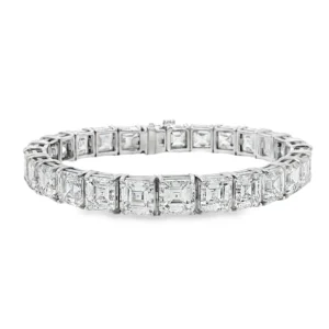 18K White Gold with 41.30 CT ,all GIA, ASHER Cut natural Tennis Bracelet.  SKU     2148