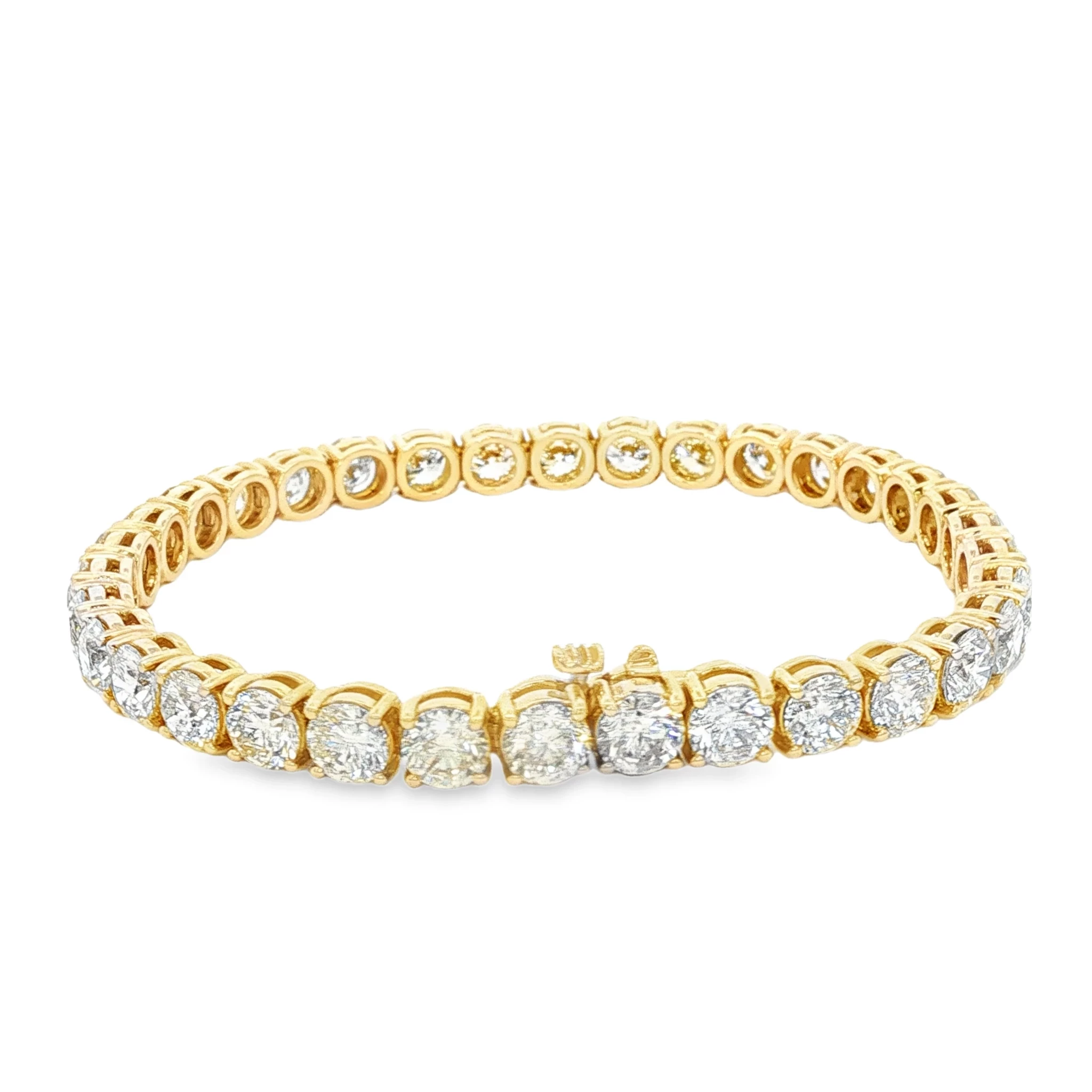 18K Yellow Gold Tennis Bracelet with 17.73 ct of Brilliant-Cut Diamonds. SKU 2302