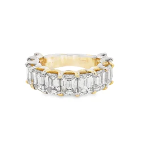ellow Gold Semi Eternity Ring with  Emerald Cut Diamonds. SKU 2423