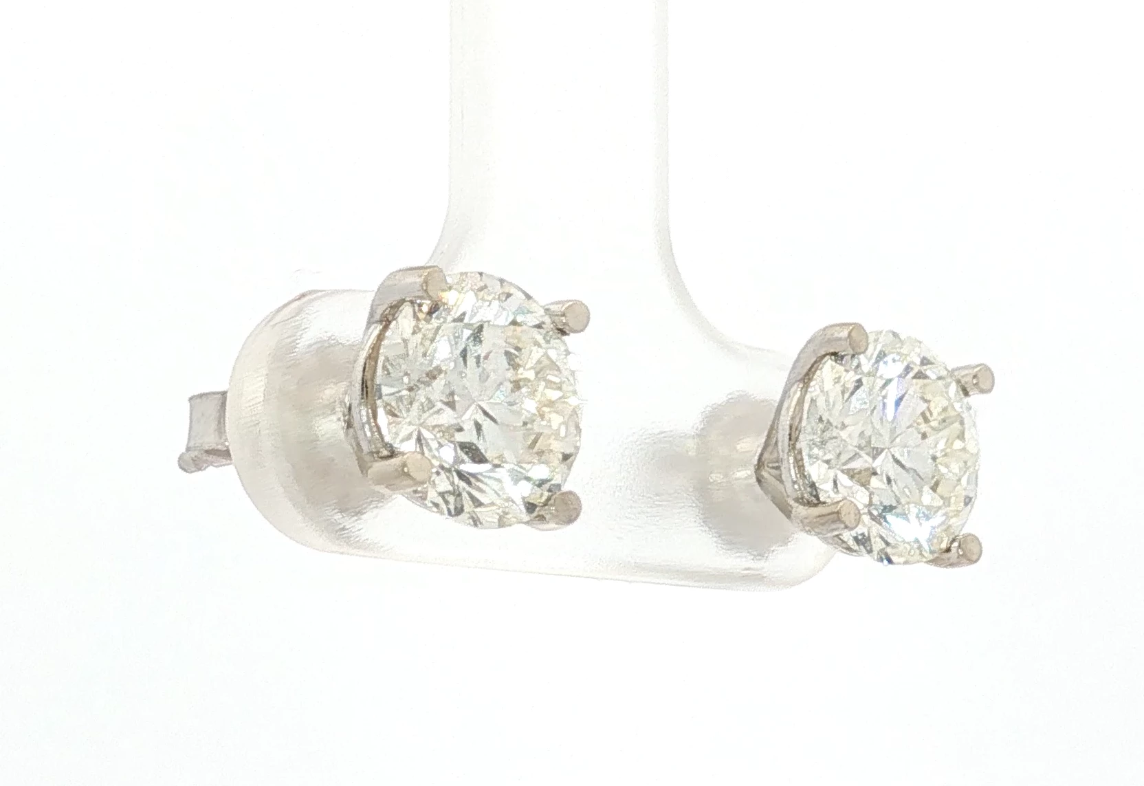 matching 1.6 each K VS Brilliants set in Classic White Gold Stud Earrings. SKU 2474 - Image 3