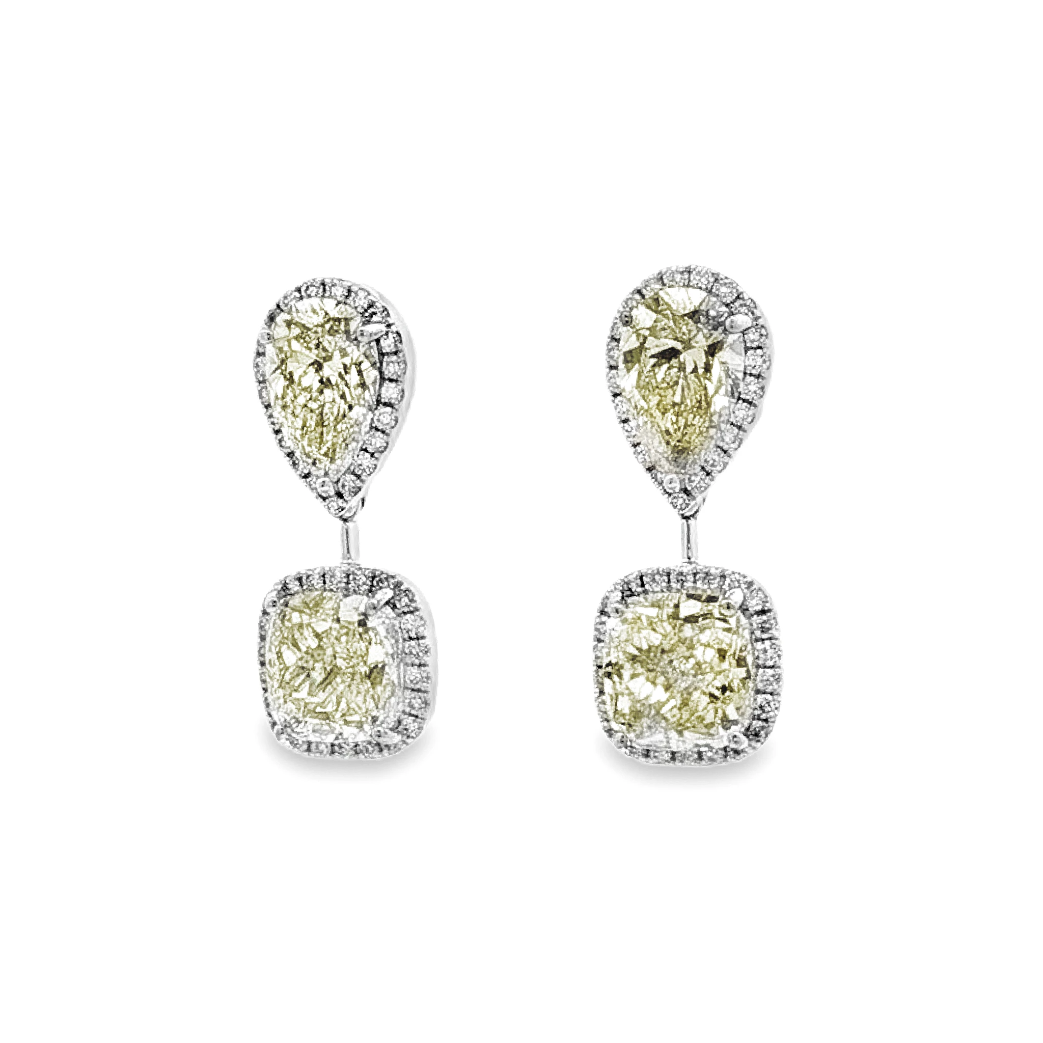 earring with Fancy Yellow Pear-Shaped Diamond Drop Earrings in White Gold. SKU 2525