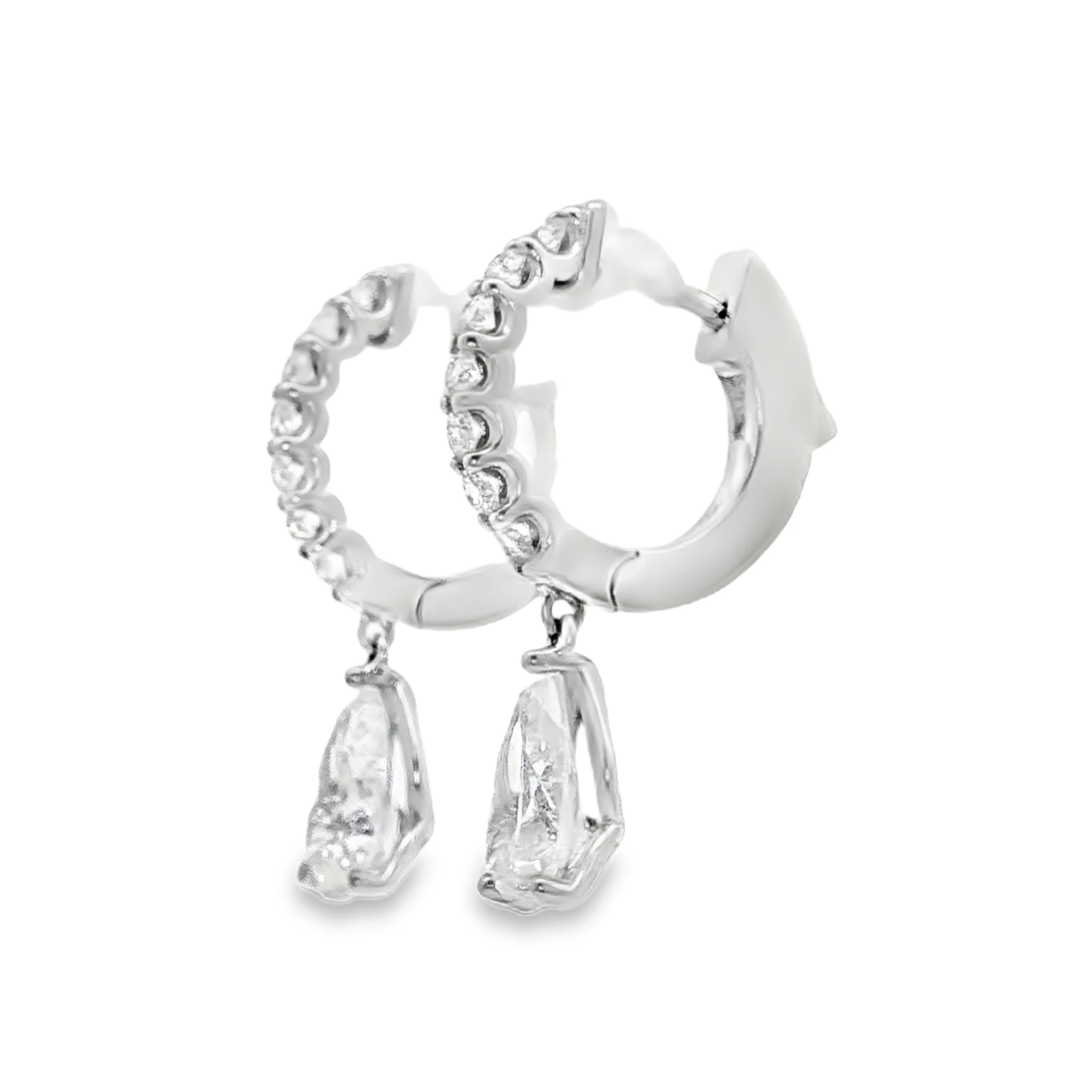 14kt White Gold Drop Earrings with 3CT PS Cut Diamonds. SKU 2694 - Image 2