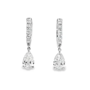 14kt White Gold Drop Earrings with 3CT PS Cut Diamonds. SKU 2694
