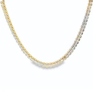 86 stone, 36.46 CT Emerald-Cut Diamond Yellow Gold Necklace. SKU 3054